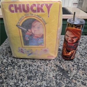Loungefly Chucky Themed Backpack - 20oz tumbler and Funko pop